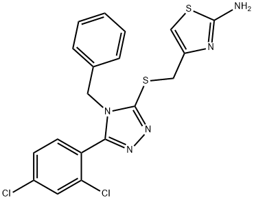 4-[[4-benzyl-5-(2,4-dichlorophenyl)-1,2,4-triazol-3-yl]sulfanylmethyl]-1,3-thiazol-2-amine Struktur