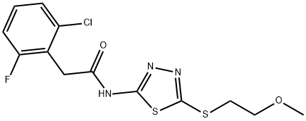 2-(2-chloro-6-fluorophenyl)-N-[5-(2-methoxyethylsulfanyl)-1,3,4-thiadiazol-2-yl]acetamide Struktur