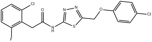 2-(2-chloro-6-fluorophenyl)-N-[5-[(4-chlorophenoxy)methyl]-1,3,4-thiadiazol-2-yl]acetamide Struktur