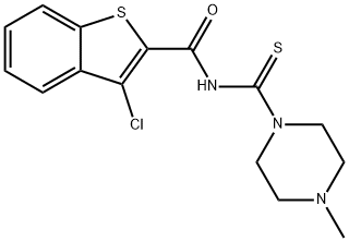 3-chloro-N-[(4-methyl-1-piperazinyl)carbonothioyl]-1-benzothiophene-2-carboxamide Struktur