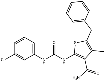 5-benzyl-2-[(3-chlorophenyl)carbamoylamino]-4-methylthiophene-3-carboxamide Struktur