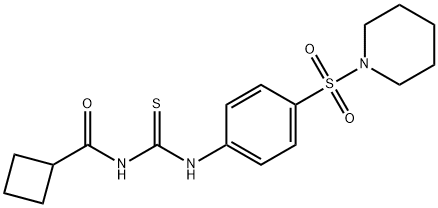 N-({[4-(1-piperidinylsulfonyl)phenyl]amino}carbonothioyl)cyclobutanecarboxamide Struktur