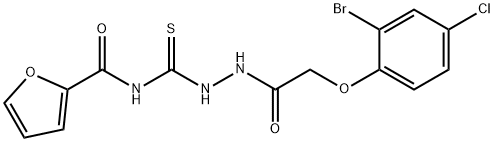 N-[[[2-(2-bromo-4-chlorophenoxy)acetyl]amino]carbamothioyl]furan-2-carboxamide Struktur