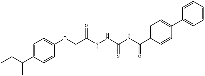 N-({2-[(4-sec-butylphenoxy)acetyl]hydrazino}carbonothioyl)-4-biphenylcarboxamide Struktur