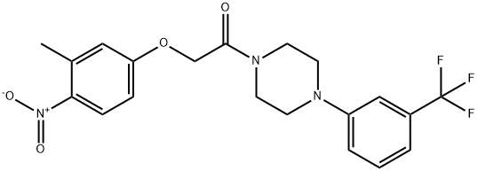 2-(3-methyl-4-nitrophenoxy)-1-[4-[3-(trifluoromethyl)phenyl]piperazin-1-yl]ethanone Struktur