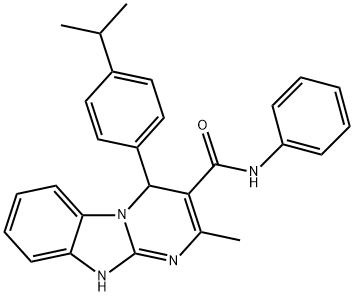 2-methyl-N-phenyl-4-[4-(propan-2-yl)phenyl]-1,4-dihydropyrimido[1,2-a]benzimidazole-3-carboxamide Struktur