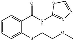 2-[(2-methoxyethyl)sulfanyl]-N-(1,3,4-thiadiazol-2-yl)benzamide Struktur