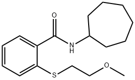 N-cycloheptyl-2-(2-methoxyethylsulfanyl)benzamide Struktur