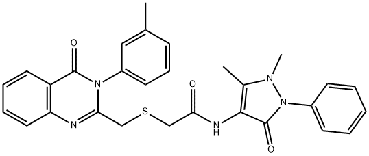 N-(1,5-dimethyl-3-oxo-2-phenyl-2,3-dihydro-1H-pyrazol-4-yl)-2-({[3-(3-methylphenyl)-4-oxo-3,4-dihydroquinazolin-2-yl]methyl}sulfanyl)acetamide Struktur