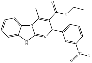 ethyl 4-methyl-2-(3-nitrophenyl)-1,2-dihydropyrimido[1,2-a]benzimidazole-3-carboxylate Struktur