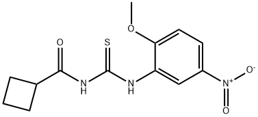 N-{[(2-methoxy-5-nitrophenyl)amino]carbonothioyl}cyclobutanecarboxamide Struktur