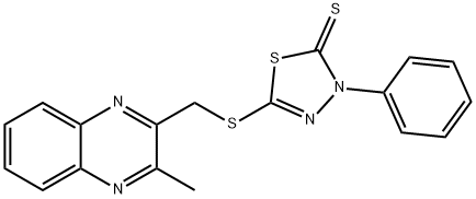 5-{[(3-methylquinoxalin-2-yl)methyl]sulfanyl}-3-phenyl-1,3,4-thiadiazole-2(3H)-thione Struktur