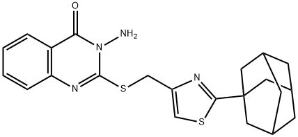 2-[[2-(1-adamantyl)-1,3-thiazol-4-yl]methylsulfanyl]-3-aminoquinazolin-4-one Struktur