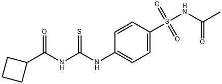 N-[[4-(acetylsulfamoyl)phenyl]carbamothioyl]cyclobutanecarboxamide Struktur