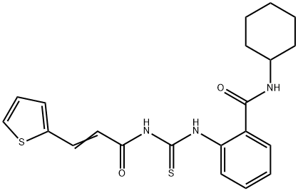 N-cyclohexyl-2-[({[3-(2-thienyl)acryloyl]amino}carbonothioyl)amino]benzamide Struktur