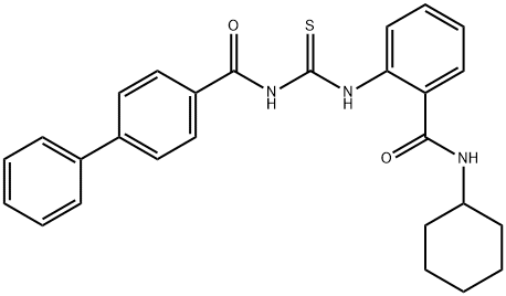 N-[({2-[(cyclohexylamino)carbonyl]phenyl}amino)carbonothioyl]-4-biphenylcarboxamide Struktur