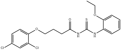 4-(2,4-dichlorophenoxy)-N-{[(2-ethoxyphenyl)amino]carbonothioyl}butanamide Struktur