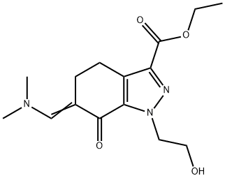 ethyl 6-((dimethylamino)methylene)-1-(2-hydroxyethyl)-7-oxo-4,5,6,7-tetrahydro-1H-indazole-3-carboxylate Struktur