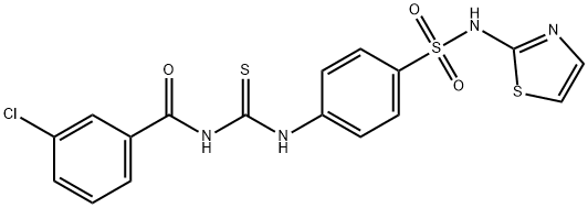 3-chloro-N-[({4-[(1,3-thiazol-2-ylamino)sulfonyl]phenyl}amino)carbonothioyl]benzamide Struktur