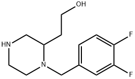 2-[1-[(3,4-difluorophenyl)methyl]piperazin-2-yl]ethanol Struktur