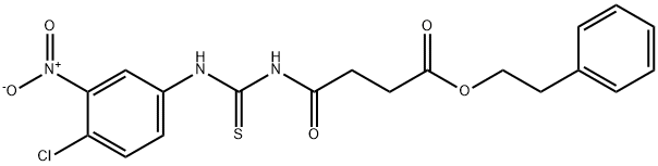 2-phenylethyl 4-({[(4-chloro-3-nitrophenyl)amino]carbonothioyl}amino)-4-oxobutanoate Struktur