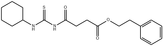 2-phenylethyl 4-(cyclohexylcarbamothioylamino)-4-oxobutanoate Struktur