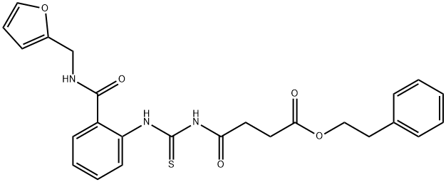 2-phenylethyl 4-[[2-(furan-2-ylmethylcarbamoyl)phenyl]carbamothioylamino]-4-oxobutanoate Struktur