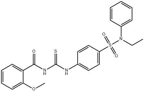 N-{[(4-{[ethyl(phenyl)amino]sulfonyl}phenyl)amino]carbonothioyl}-2-methoxybenzamide Struktur