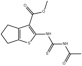 methyl 2-{[(acetylamino)carbonothioyl]amino}-5,6-dihydro-4H-cyclopenta[b]thiophene-3-carboxylate Struktur