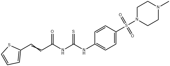 N-[({4-[(4-methyl-1-piperazinyl)sulfonyl]phenyl}amino)carbonothioyl]-3-(2-thienyl)acrylamide Struktur