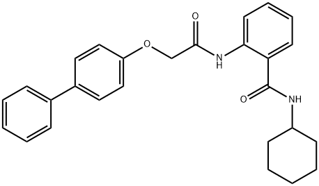 2-{[(4-biphenylyloxy)acetyl]amino}-N-cyclohexylbenzamide Struktur