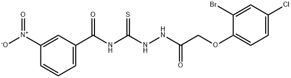 N-({2-[(2-bromo-4-chlorophenoxy)acetyl]hydrazino}carbonothioyl)-3-nitrobenzamide Struktur