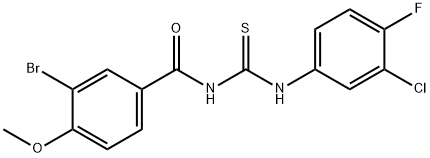 3-bromo-N-{[(3-chloro-4-fluorophenyl)amino]carbonothioyl}-4-methoxybenzamide Struktur