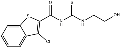 3-chloro-N-{[(2-hydroxyethyl)amino]carbonothioyl}-1-benzothiophene-2-carboxamide Struktur