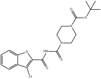 tert-butyl 4-({[(3-chloro-1-benzothien-2-yl)carbonyl]amino}carbonothioyl)-1-piperazinecarboxylate Struktur