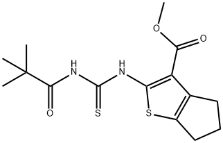 methyl 2-({[(2,2-dimethylpropanoyl)amino]carbonothioyl}amino)-5,6-dihydro-4H-cyclopenta[b]thiophene-3-carboxylate Struktur