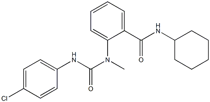 2-[{[(4-chlorophenyl)amino]carbonyl}(methyl)amino]-N-cyclohexylbenzamide Struktur