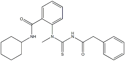 N-cyclohexyl-2-[methyl-[(2-phenylacetyl)carbamothioyl]amino]benzamide Struktur