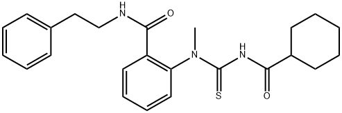 2-[cyclohexanecarbonylcarbamothioyl(methyl)amino]-N-(2-phenylethyl)benzamide Struktur