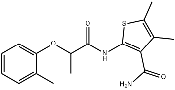 4,5-dimethyl-2-[2-(2-methylphenoxy)propanoylamino]thiophene-3-carboxamide Struktur