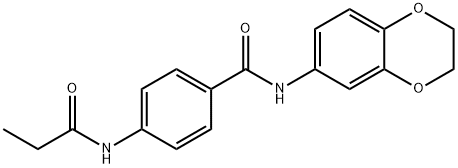 N-(2,3-dihydro-1,4-benzodioxin-6-yl)-4-(propanoylamino)benzamide Struktur