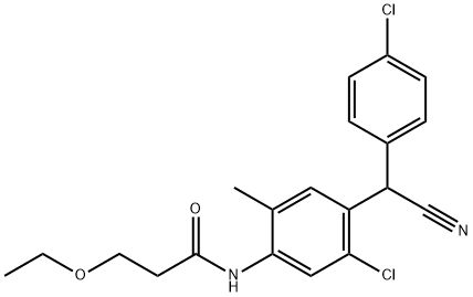 N-{5-chloro-4-[(4-chlorophenyl)(cyano)methyl]-2-methylphenyl}-3-ethoxypropanamide Struktur