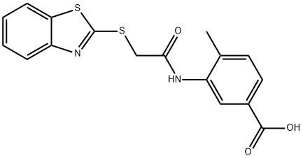 3-{[(1,3-benzothiazol-2-ylsulfanyl)acetyl]amino}-4-methylbenzoic acid Struktur