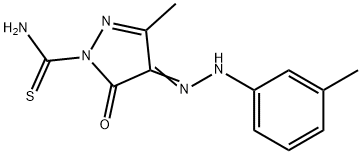 3-methyl-4-[(3-methylphenyl)hydrazono]-5-oxo-4,5-dihydro-1H-pyrazole-1-carbothioamide Struktur