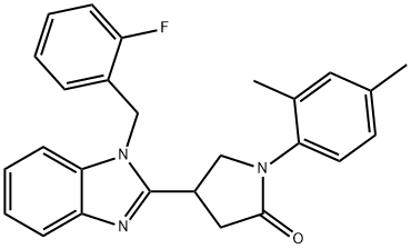 1-(2,4-dimethylphenyl)-4-(1-(2-fluorobenzyl)-1H-benzo[d]imidazol-2-yl)pyrrolidin-2-one Struktur