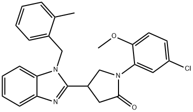 1-(5-chloro-2-methoxyphenyl)-4-(1-(2-methylbenzyl)-1H-benzo[d]imidazol-2-yl)pyrrolidin-2-one Struktur