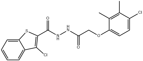 3-chloro-N'-[(4-chloro-2,3-dimethylphenoxy)acetyl]-1-benzothiophene-2-carbohydrazide Struktur