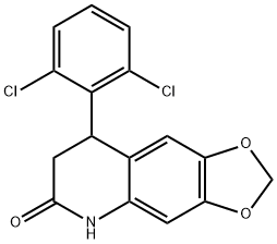 8-(2,6-dichlorophenyl)-7,8-dihydro-5H-[1,3]dioxolo[4,5-g]quinolin-6-one Struktur