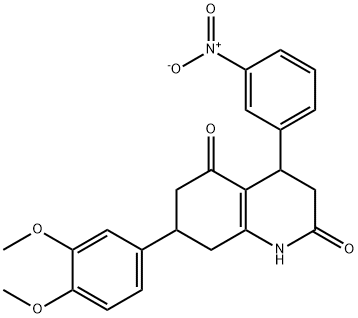 7-(3,4-dimethoxyphenyl)-4-(3-nitrophenyl)-1,3,4,6,7,8-hexahydroquinoline-2,5-dione Struktur