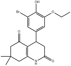 4-(3-bromo-5-ethoxy-4-hydroxyphenyl)-7,7-dimethyl-3,4,6,8-tetrahydro-1H-quinoline-2,5-dione Struktur